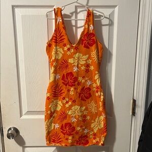 Orange Floral Tank Dress